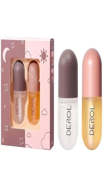 2 pezzi Natural Lip Plumper Gloss Pro Lips Enhancer Giorno Notte Set di riparazione idratante Clear Lip Gloss rimpolpanti Makeup6650645