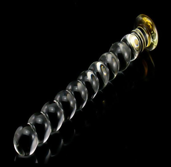 Crystal Glass G Spot Plug Anal Gioiello anale 10 palline Realistico Dildo di vetro Pene di cristallo Plug anale Giocattoli Prodotti del sesso per adulti Y2004227478699