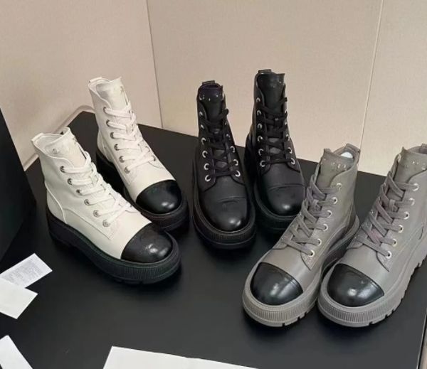 Estação europeia sapatos de couro de alta qualidade amarrados cabeça redonda sola grossa sapatos de moda casual maré martin botas