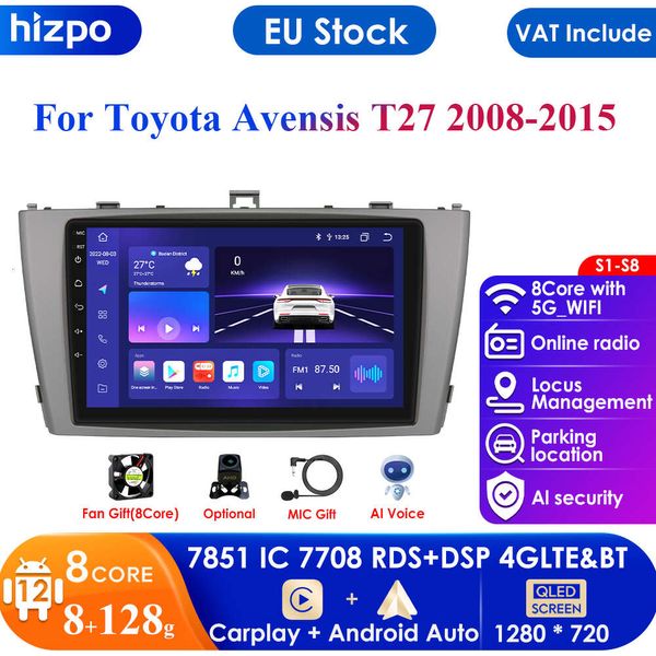Reprodutor de vídeo dos multimédios do rádio do carro de Android da tela 2din inteligente para Toyota Avensis T27 2008 - 2015 GPS Nav Carplay Auto 4G RDS