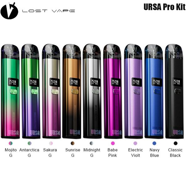 Original LostVape Ursa Pro Kit 25W Vape 900mAh Bateria 2.5ml Pod Cartucho UB Mini Bobina 0.6/0.8ohm Bobina E Cigarro Vaporizador