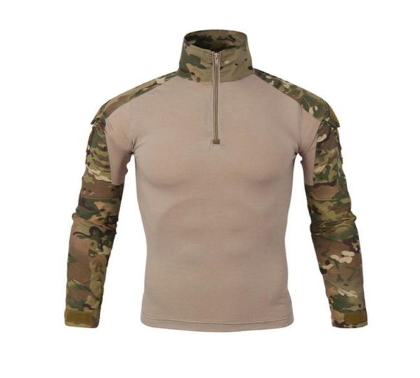 Camicia da combattimento tattica da uomo Camouflage manica lunga con cerniera Casual Caccia Pesca Ciclismo Top Abbigliamento Outwear Sport Paintball Airso2201772