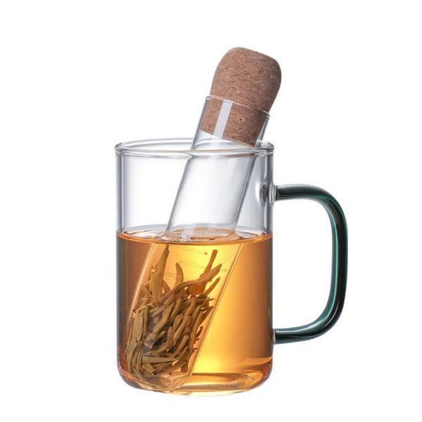 Qbsomk Infusore per Tè Filtro per Tè Setaccio Tubo di Vetro Creativo Mate per il Tè Macchina per il Tè Birra per Spezie Filtro per Tè alle Erbe Accessori per Utensili da Tè