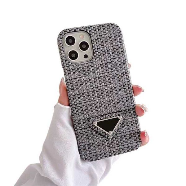 Capas de telefone celular iPhone 15 14 13 Pro Max Designer Capas de telefone para Apple 12 XR XS 8 7 6 Plus Luxo Weave Padrão PU Couro Celular Celular Capas Traseiras Fundas Coque Velve