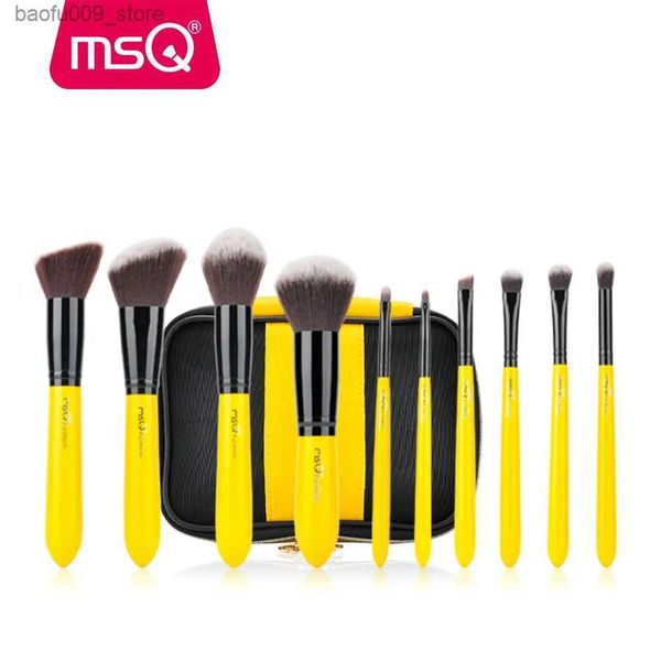 Pincéis de maquiagem MSQ 10pcs Pro Pincéis de maquiagem Conjunto de rosto Básico Escova Blending Eyeshadow Lip Make Up Brushes Kit Soft Synthetic Hair Cosmetics Tool Q231229