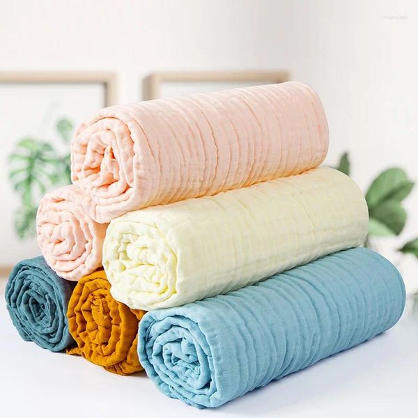 Cobertores 110/110cm bebê musselina swaddle cobertor algodão seis camadas gaze toalha de banho envoltório nascido colcha de bambu swaddling cama