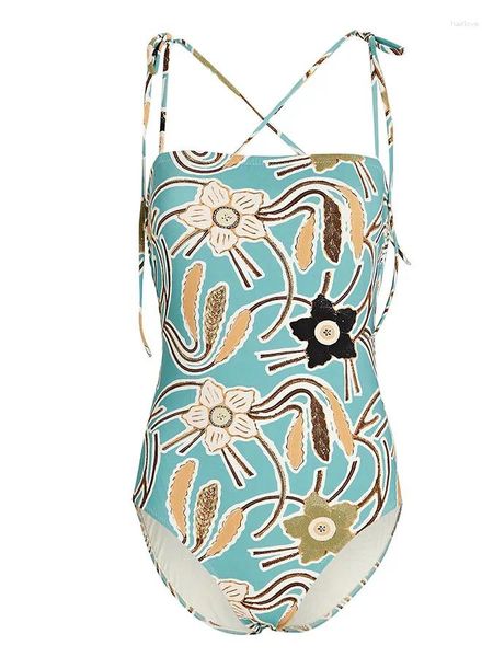 Mulheres Swimwear Luz Azul Floral Impressão Biquíni Para Mulheres Moda Summer1 Peça Maiô e Sarong Ternos de Banho Praia Estilo Sexy 2023