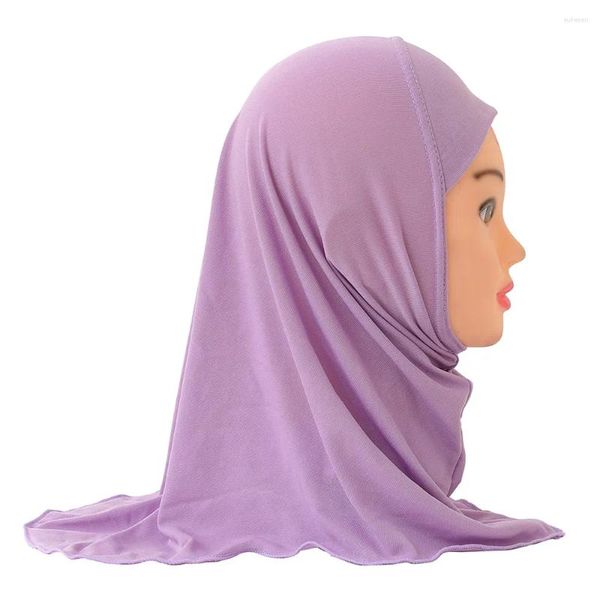 Roupas étnicas Simples Pequena Menina Amira Hijab Fit 2-6 Anos Crianças Al Pull On Lenço Islâmico Headwrap Headbands Turban Shawls Wrap Hat Cap