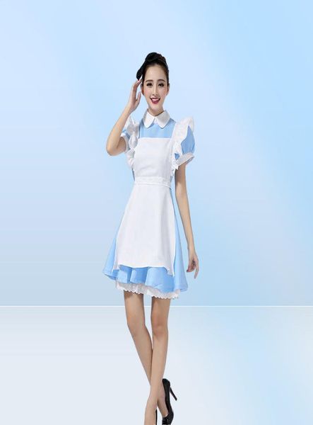 Costumi da cameriera di Halloween Costume da donna adulto Alice nel paese delle meraviglie Costume da cameriera Lolita Costume cosplay per donna Ragazza Y0822712475