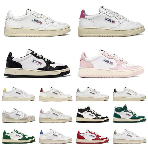 Autries Designer Sapatos Medalhista Ação para Mulheres Branco Cinza Casual Sapatilhas Dois Tons Camurça de Couro High Panda Rosa Rosa Roxo Sliver EUA Mens Treinadores Tamanho 35-43