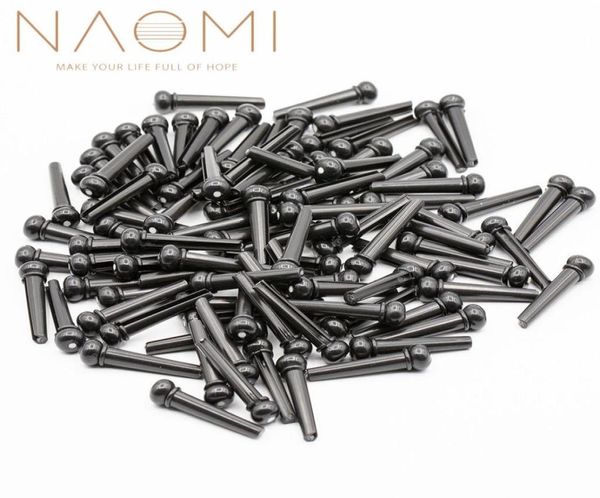 NAOMI 100PCS Pinos de guitarra acústica Acessórios Pinos de ponte de guitarra acústica Acessórios de peças de guitarra preta New8930167