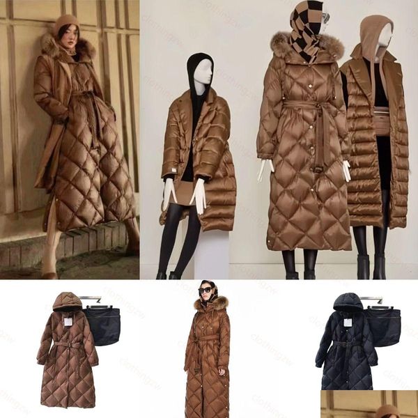 Piumino Parka da donna Piumino da donna Lunghezza al ginocchio estesa Temperamento caldo 90% Oca bianca antivento e impermeabile Diamond Gri Dhx1H