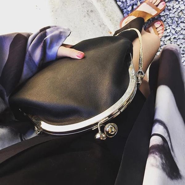 Çantalar moda kadın çanta vintage kadın basit stil çanta zincir klip klip kepçe kilit kabuğu omuz mesleği çanta