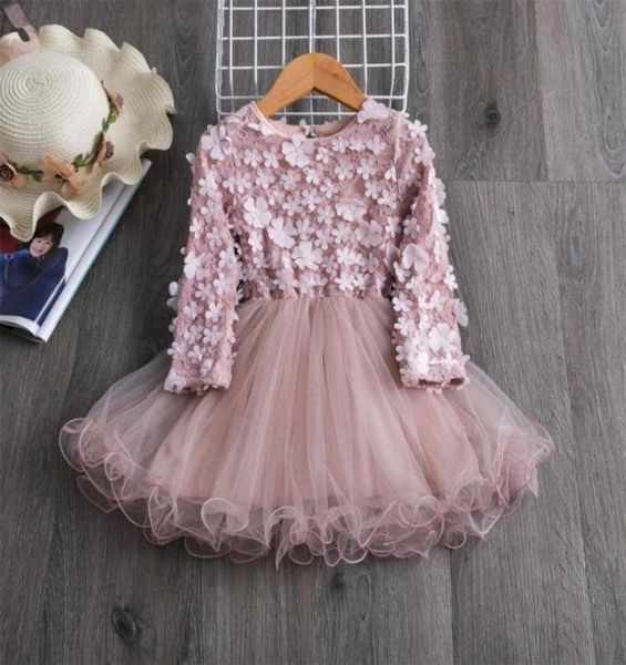 Abiti da ragazza Autunno Ragazze Vestono Petali di fiori Fata Principessa Manica lunga Piccoli vestiti casual per feste per bambini6686497