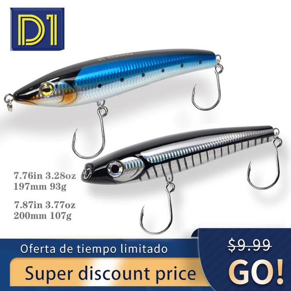 D1 Galleggiante Barca Traina Big Pencil esca 197mm 93g Top Water Esca dura artificiale 200mm 107g Wobbler Stickbait Bass per la pesca 231229