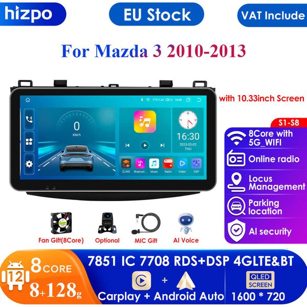 9 ''10.33 pollici 2din 4G Android Car Stereo Radio Lettore video multimediale per Mazda 3 Mazda3 2011 - 2013 Nav GPS Unità principale Carplay