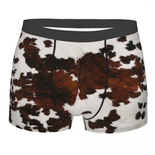 Cuecas masculinas moda pele sintética moderna roupa interior de couro animal esconder padrão pele boxer briefs macios calcinha