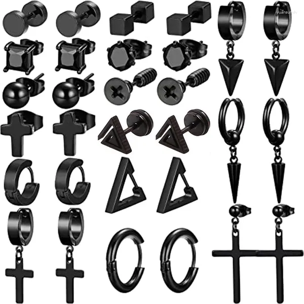 Ohrstecker 1 Paar/15 Paar Herren Dreieck Schwarz Damen Schmuck Durchbohrt Creolen Set Quadratisch Rund Zirkon Edelstahl