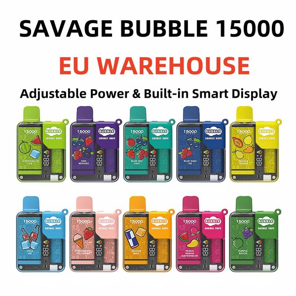 Autentico Savage Bubble 15000 vaporizzatori usa e getta puff 15k EU Warehouse vaper desechable Child Lock poco Smart Display integrato 650mAh ricaricabile 28ml vs bang vape