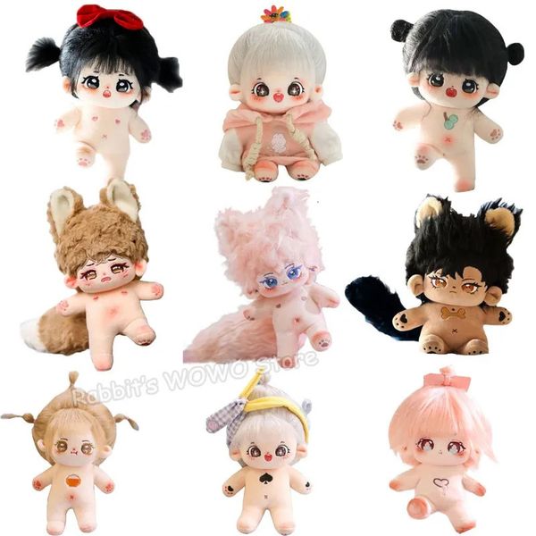 20 centimetri Kawaii peluche bambola di cotone Idolo farcito Super Star Figure bambole nessun attributo grasso corporeo piangere può cambiare vestiti regalo 231229