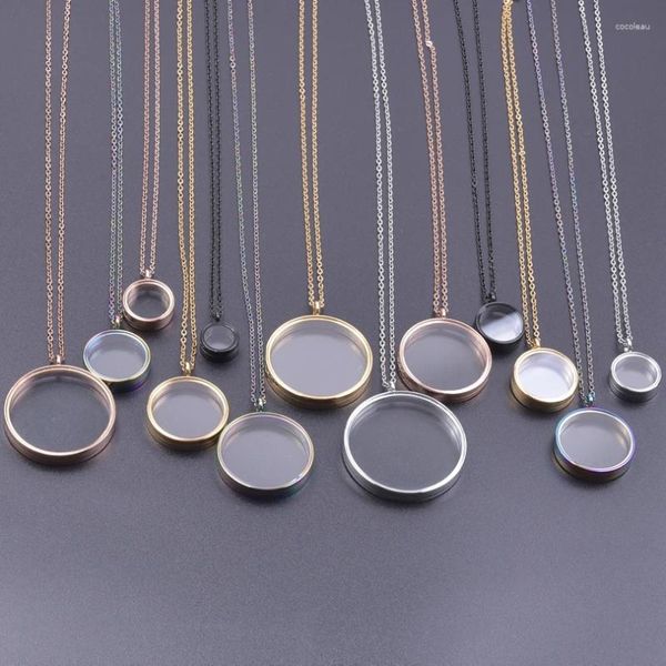 Ожерелья с подвесками, 1 шт., внутренний размер 10-40 мм, круглый стеклянный держатель для монет памяти, медальон, плавающий живой реликарио, ошейники, ювелирные изделия, оптом