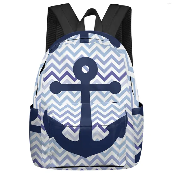 Zaino Arte astratta Ripple Anchor Donna Uomo Zaini Scuola da viaggio impermeabile per studenti Ragazzi Ragazze Borse per laptop Mochilas