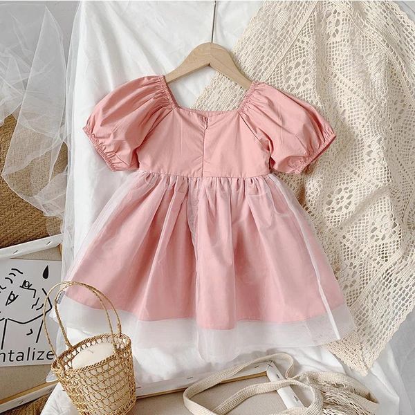 Mädchen Kleider Party Prinzessin Abend Rosa Baumwolle Chic Und Elegante Frau Sommer Einteiliges Kleid Einfarbig Koreanische Kinder der Kinder Kleidung