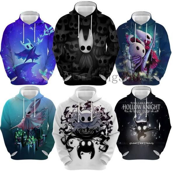 Designer Hoodie Hollow Knight Hoodies para Homens Moletom 3D Cartoon Anime Personagem Hollow Knight Camisa Mulher Roupas Criança Manga Longa Moletom Com Capuz Pulôveres