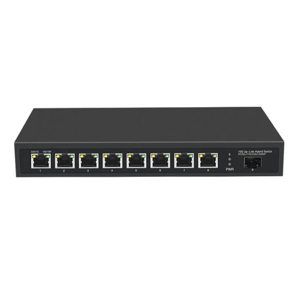 HICOMDATA 1 SFP+ 10Gigabit Uplink Port 8 Rj45 2,5G Port Ethernet Switch 2,5G BASE-T Netzwerk Switcher Hub Internet Splitter Lüfterlos