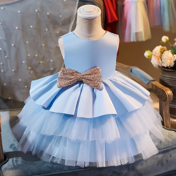 Baby Girl Princess Dress 2023 Moda Paillettes senza maniche Festa di compleanno Costume Bambino Dolce Estate Tutu Outfit 231228