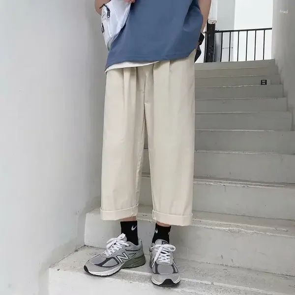 Pantaloni da uomo streetwear moda coreana da uomo pantaloni larghi a gamba larga 2024 kaki marrone nero sciolto stile giapponese dritto