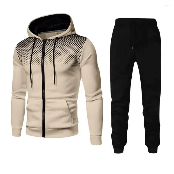 Erkek Trailtsits 2023 Sonbahar/Kış Sıradan Spor Seti Mock Neck Zipper Hırka Top Pants Butik