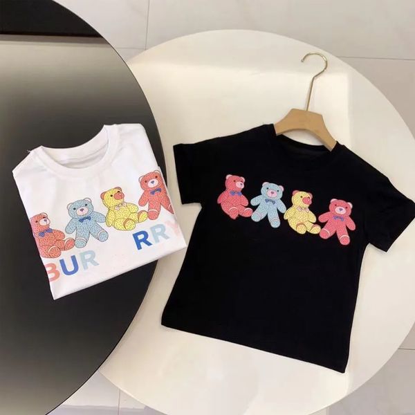 Set di abbigliamento per bambini lettera dell'orso T-shirt a maniche corte per bambini pantaloncini stampati tuta di marca abbigliamento per ragazzi T-shirt in cotone nera