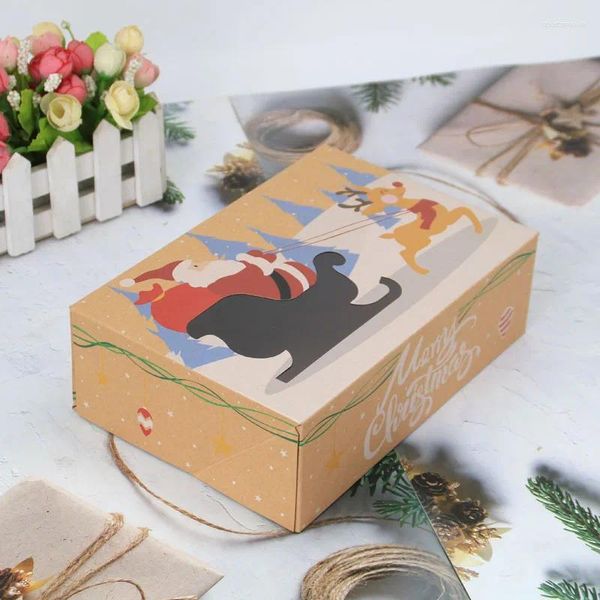 Wrap regalo 4pcs Kraft Paper Candy Boxes Pvc Finestra Cioccolato FORNITÀ CONTRUE SOCIE SOLEMENTI PER PER ASPETTA DI NATALE