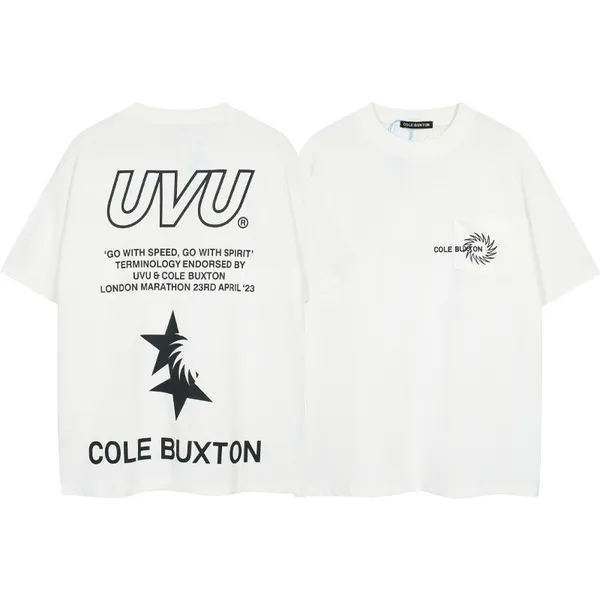 Moda Yeni Erkekler S Tişörtleri Cole Buxton Yaz Bahar Gevşek Yeşil Gri Beyaz Siyah Tişört Erkekler Kadın Yüksek Kaliteli Klasik Slogan Baskı Üst Tee Tag Designer Hoodies