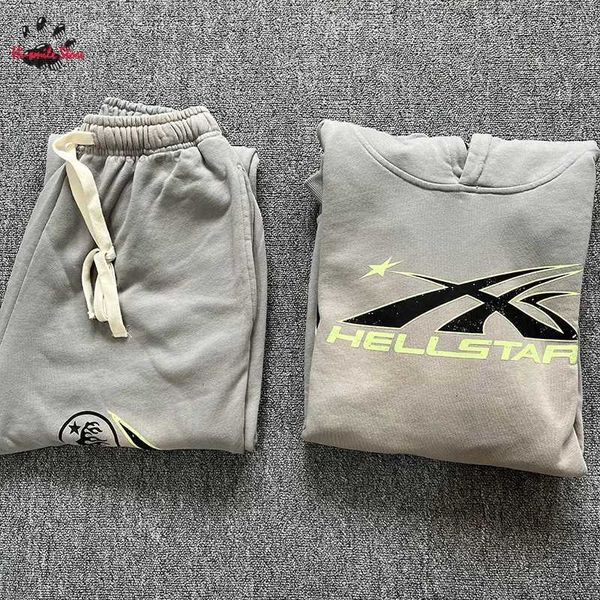 Grauer Streetwear-Pullover Hellstar Hoodies Männer Frau 1 Hochwertige übergroße Sweatshirts Flammengrafikdruck BKW4 JPT7