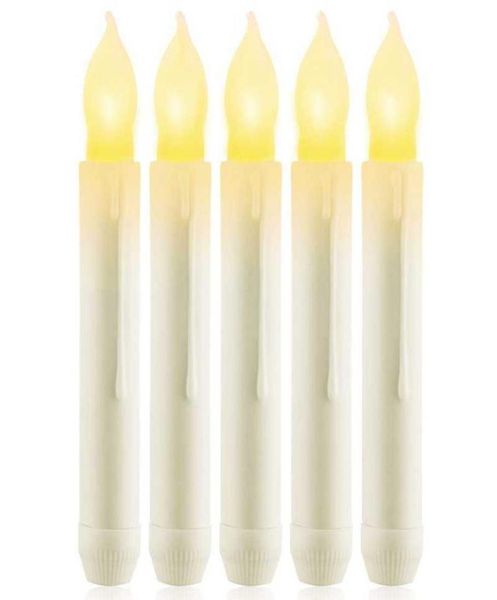 Candele coniche senza fiamma da 12 pezzi a ledCandele coniche finte alimentate a batteriaLuci tremolanti delle candele per finestre H09091879670