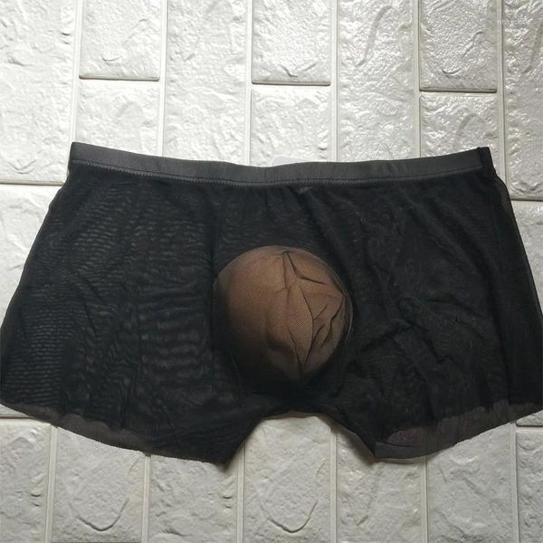 Cuecas sexy lingerie transparente roupa interior dos homens boxers confortável respirável fio líquido boxer u convexo shorts calcinha cueca masculina