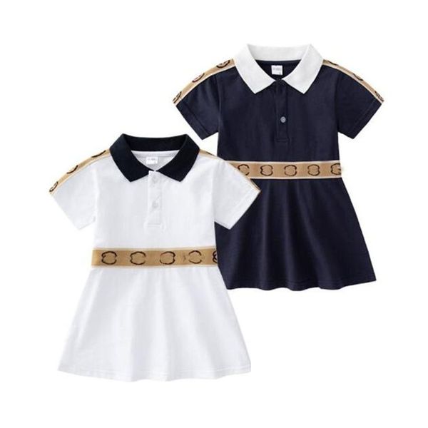 Mädchen Kleider Designer Baby Mode Kleinkind Umlegekragen Kleid Baumwolle Kinder Kleidung Streifen Prinzessin Röcke Sommer Kinder Mädchen Dr Dhpaq