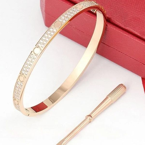Pulseiras de luxo charme pulseira top marca ouro prata jóias para mulheres parafuso driver bangle design rosa ouro diamante amor pulseira casamento eng