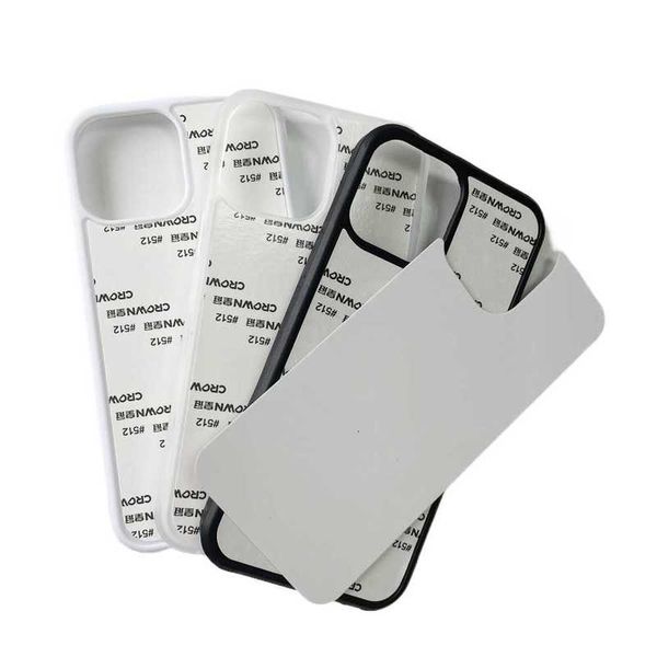 Custodie per cellulari Cover per telefono in gomma tpu per iPhone 15 14 13 pro max 12 mini pro XS XR XS Max Custodia con stampa a sublimazione con inserto in foglio di alluminio bianco 10 pezzi per lotto FD8X