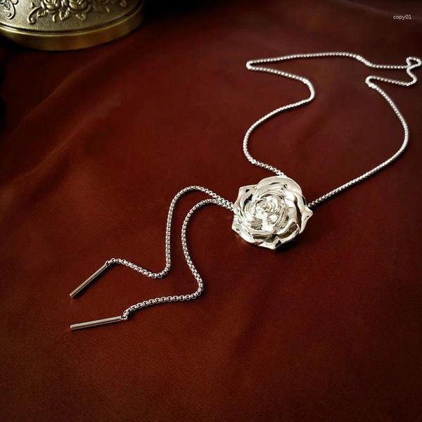 Ожерелья с подвесками из металла, розы, ожерелье с цепочкой на ключицы для женщин