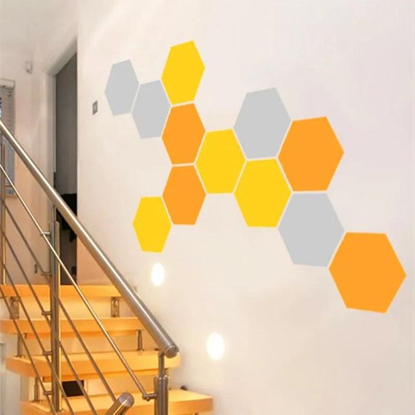 Adesivos 12 favo de mel decalque de parede hexágonos geométricos adesivos de parede decoração de casa três combinações de cores cada tamanho 24x28cm d625