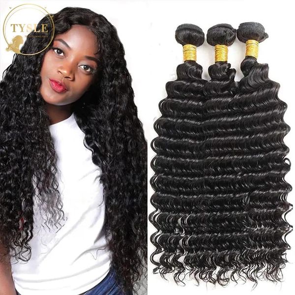 Maker Hair Bun Maker Water Wave 100 Наращивание человеческих пучков для чернокожих женщин Вьющиеся бразильские плетения Глубокий пучок для шитья в тканях TYSLE 2302
