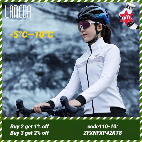 Jaquetas de corrida Lameda Mulheres Biker Jacket Corte Vento para Ciclismo Impermeável Fleece Jersey Quente Equitação Long-Sleeved Windbreaker