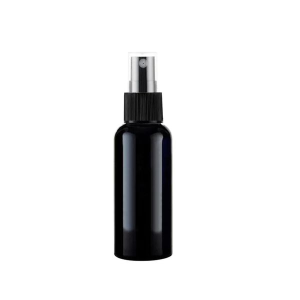 Garrafa 100 pçs/lote 50ml preto spray bomba perfume garrafa de plástico, vazio floral água cosméticos pulverizador recipientes