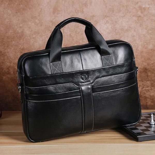 Briefzüge echte Leder Aktentasche für Mann Büroarbeit Handtaschen Computer Laptop Schulter Business Messenger Crossbody Side Cowhide Bag