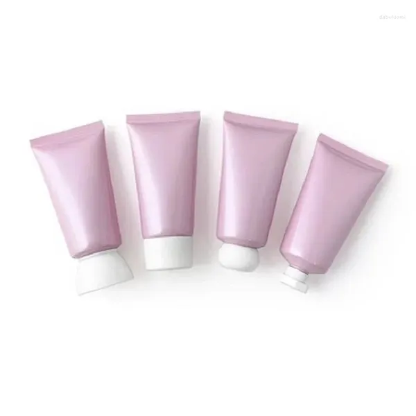 Bottiglie di stoccaggio Bottiglia di plastica Vuota Rosa lucido Morbido Tbue 50ml 30 Pz Contenitore riutilizzabile Coperchio a vite Imballaggio Cosmetico Spremere