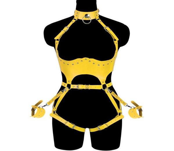 Cintos sexy arnês para mulher conjunto corpo bondage cinta cinto meias bdsm lingerie seks cintura de couro para perna coxa ligas 9667167