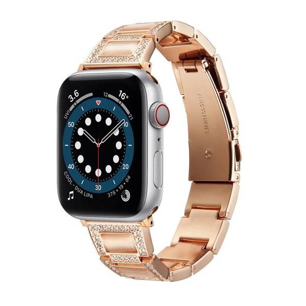 Acessórios fhxpf6 pulseira de aço inoxidável para apple watch band 6 40mm 44mm feminino opala diamante pulseira de luxo iwatch cinta 5 4 se 3 38 42mm